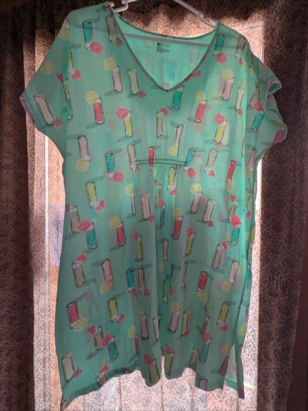 Mint Green Cocktail Print V-Neck Tunic